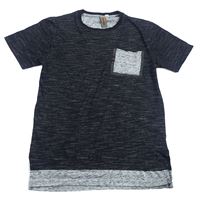Černo-šedé melírované tričko s kapsou Urban