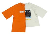 Bílo-oranžové crop tričko s nápksem Shein
