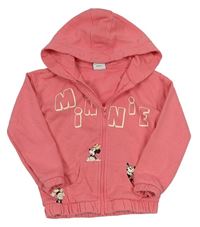 Růžová propínací mikina s Minnie a kapucí Disney