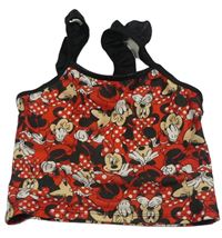 Červeno-černý plavkový top s Minnie a volánky Disney 