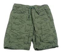 Khaki plátěné kraťasy s dinosaury Primark