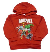 Červená mikina s hrdiny a kapucí Marvel
