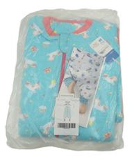 Nové - Světlemodro-růžový lehce zateplený spací pytel s jednorožci 