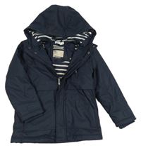 Tmavomodrý nepromokavý zateplený kabát s kapucí Orchestra 