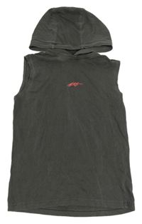 Šedá bavlněná vesta s výšivkou a kapucí Next