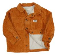 Rezavá manšestrová zateplená bunda s nápisem F&F