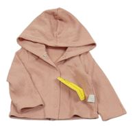 Nové - Starorůžová vzorovaná propínací mikina s kapucí Shein