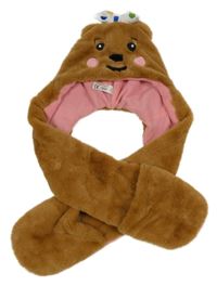 Béžová kožešinová podšitá čepice se šálou Pudsey George 