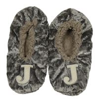 Šedé sametové zateplené bačkory s písmenky vel. 35-36