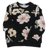 Černá mikina s květy Shein