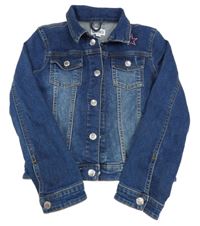 Tmavomodrá crop riflová bunda s hvězdičkou Lamino