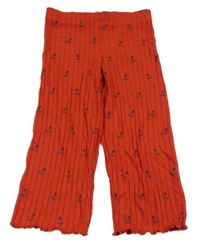 Červené žebrované teplákové kalhoty s kytičkami M&S