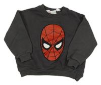 Tmavošedá oversize mikina se Spider-manem Zara