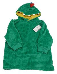 Nové - Zelená plyšová oversize mikina s kapucí - drak Primark