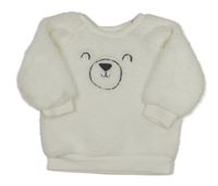 Bílá chlupatá mikina s medvídkem Ergee