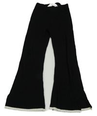 Černé žebrované úpletové flare kalhoty H&M
