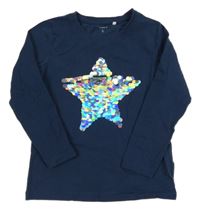 Tmavomodré triko s hvězdičkou z flitrů Name it