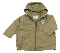 Béžová plátěná jarní bunda s letadlem a kapucí Impidimpi