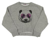 Šedá melírovaná crop oversize mikina s pandou Pepperts