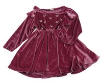 Růžové sametové šaty s mašličkami Shein