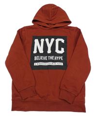 Rezavá mikina s nápisem a kapucí C&A