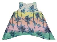 Barevná šifonová plážová tunika s palmami 