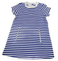 Tmavomodro-bílé pruhované šaty se zipy Chicco