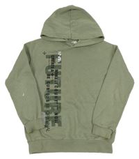 Zelenošedá mikina s nápisem a kapucí H&M