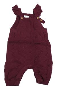 Vínové vzorované pletené laclové kalhoty Next