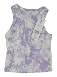 Nové - Fialovo-bílý batikovaný žebrovaný crop top F&F