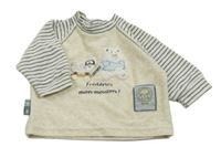 Béžovo-pruhovaná sametová mikina se zvířátky C&A