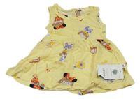 Nové - Žluté lehké šaty s holčičkami
