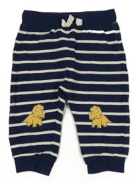 Tmavomodro-bílé pruhované tepláky s dinosaury M&S