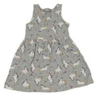 Šedé melírované šaty s jednorožci Matalan
