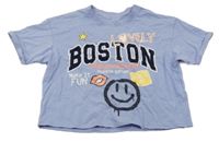 Světlemodré crop tričko s nápisy Name it