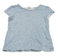 Světlemodro-bílé proužkované tričko s citróny H&M