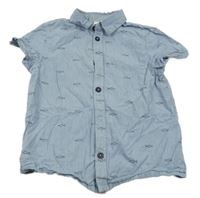 Modrá melírovaná košile se žraloky Topolino 