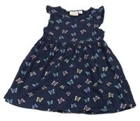 Tmavomodré bavlněné šaty s motýlky Alive 