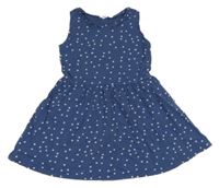 Tmavomodré bavlněné šaty s puntíky 