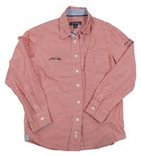 Červeno-bílá kostkovaná košile s nápisem Massimo Dutti