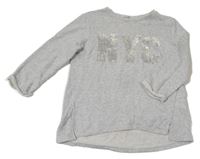 Šedá melírovaná oversize mikina s nápisem z flitrů H&M
