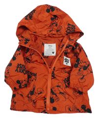 Červená šusťáková podzimní bunda s Mickeym a kapucí Disney + Primark
