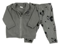 2set - Šedá fleecová propínací mikina + kalhoty s MIckeym Disney