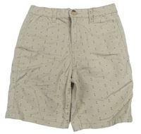 Béžové vzorované chino plátěné kraťasy PRIMARK