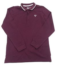 Tmavovínové mikinotriko se znakem a límečkem Matalan