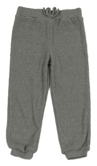 Šedé melírované žebrované úpletové tepláky s mašličkou zn. JEFF&CO