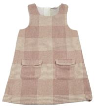 Starorůžovo-světlepudrové kostkované vlněné šaty F&F