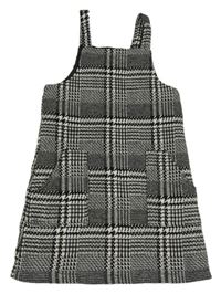 Černo-bílé kostkované vzorované vlněné šaty F&F