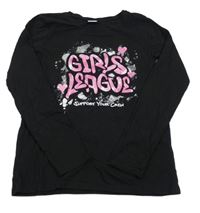 Černé triko s nápisy a srdíčky Page one young