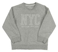 Šedá melírovaná mikina s písmenky a nápisem Matalan